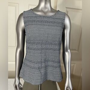 Banana Republic Black White Top Button Back Sleeveless Top Women Size Small NWT